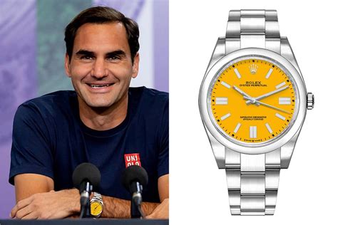 roger federer yellow rolex|roger federer rolex watch.